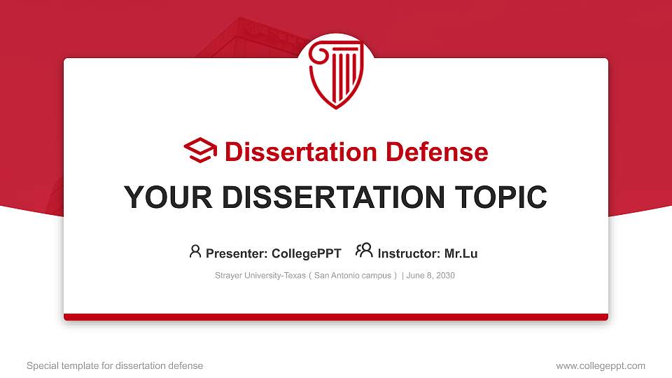 Strayer University-Texas（San Antonio campus） Graduation Thesis Defense PPT Template16:9 ratio PPT effect preview image