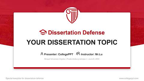 Strayer University-Virginia（Fredericksburg campus） Graduation Thesis Defense PPT Template