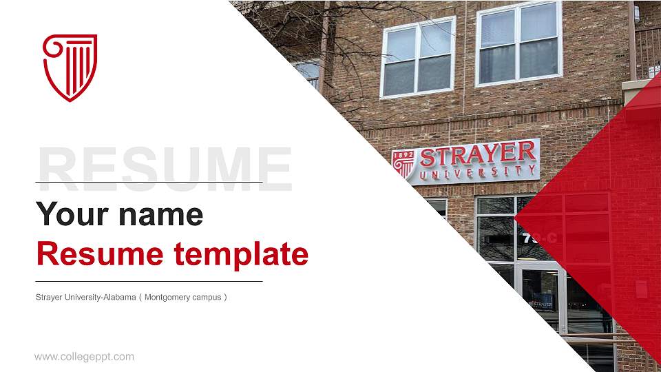 Strayer University-Alabama（Montgomery campus） Resume PPT Template16:9 ratio PPT effect preview image