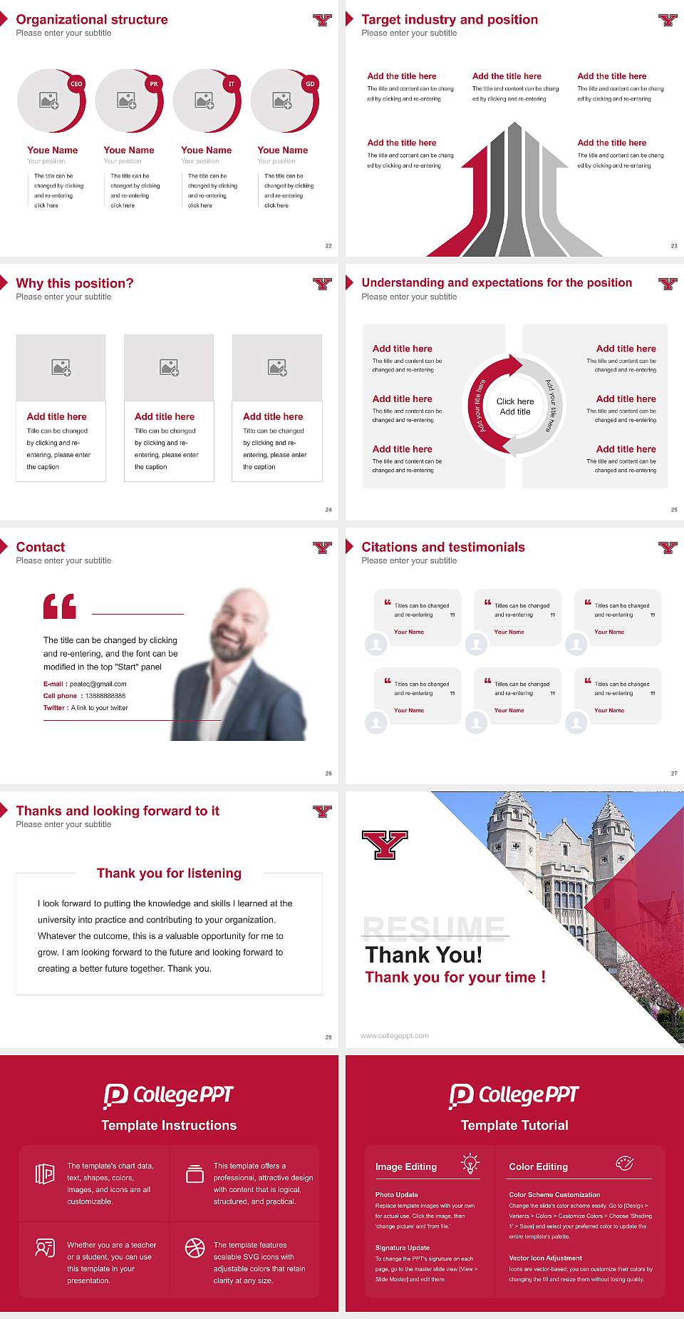 Youngstown State University Resume PPT Template4:3 ratio PPT effect preview image4