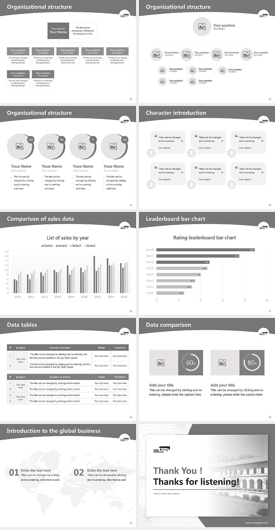Yeshiva of the Telshe Alumni Academic Presentation/Research Findings Report PPT Template4:3 ratio PPT effect preview image4