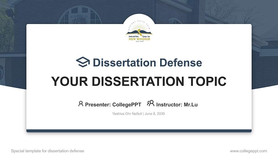 Yeshiva Ohr Naftoli Graduation Thesis Defense PPT Template16:9 ratio PPT effect preview image