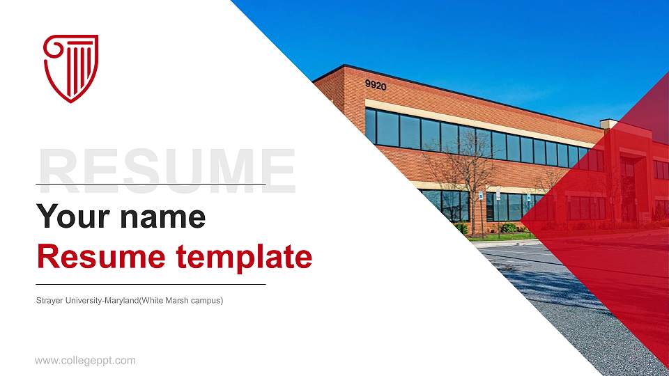 Strayer University-Maryland(White Marsh campus) Resume PPT Template16:9 ratio PPT effect preview image