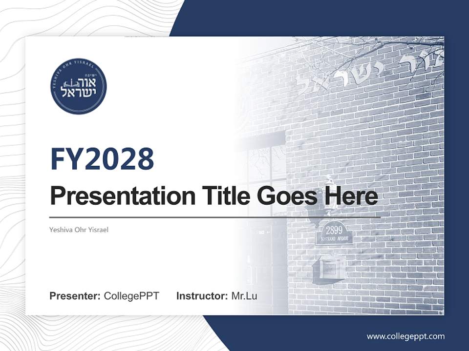 Yeshiva Ohr Yisrael Academic Presentation/Research Findings Report PPT Template4:3 ratio PPT effect preview image5