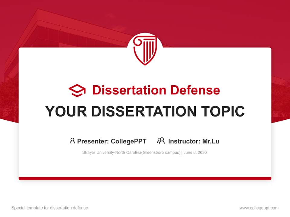 Strayer University-North Carolina(Greensboro campus) Graduation Thesis Defense PPT Template4:3 ratio PPT effect preview image7