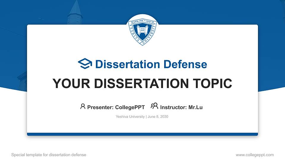 Yeshiva University Graduation Thesis Defense PPT Template16:9 ratio PPT effect preview image