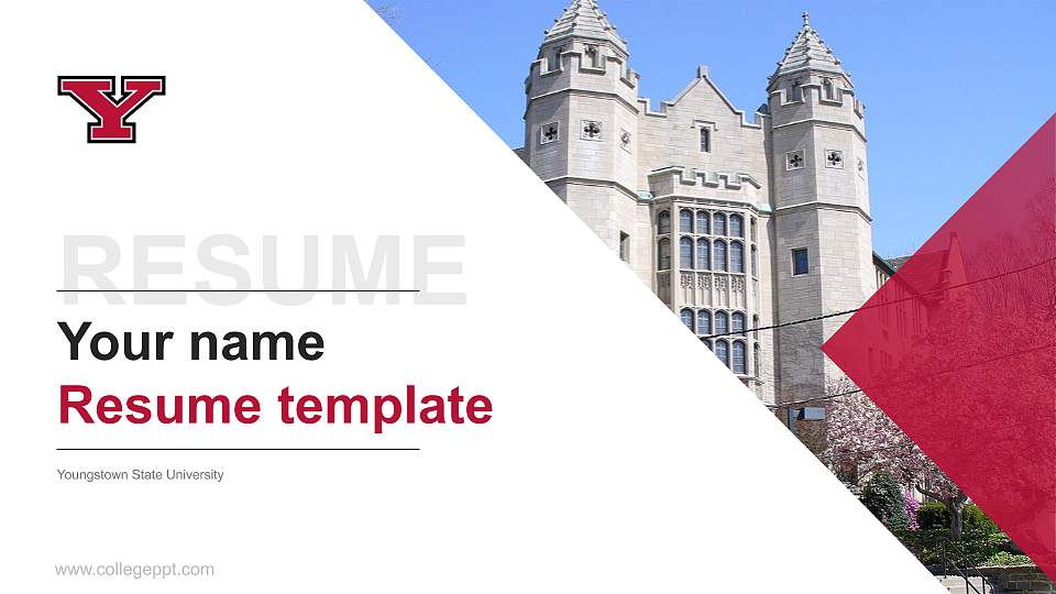 Youngstown State University Resume PPT Template16:9 ratio PPT effect preview image