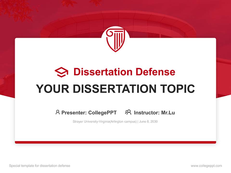 Strayer University-Virginia(Arlington campus) Graduation Thesis Defense PPT Template4:3 ratio PPT effect preview image7