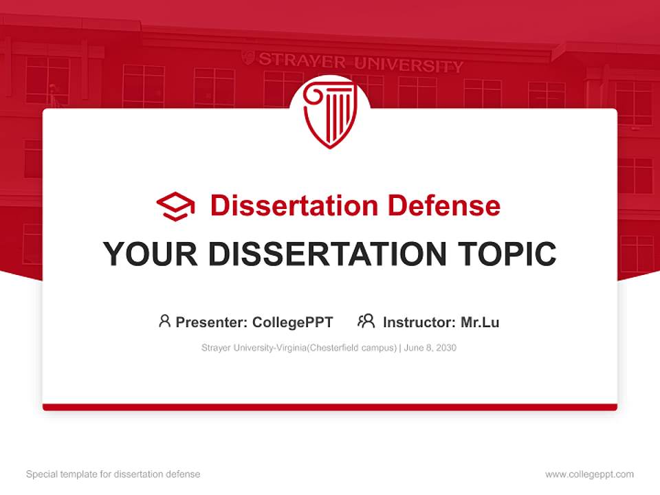 Strayer University-Virginia(Chesterfield campus) Graduation Thesis Defense PPT Template4:3 ratio PPT effect preview image7