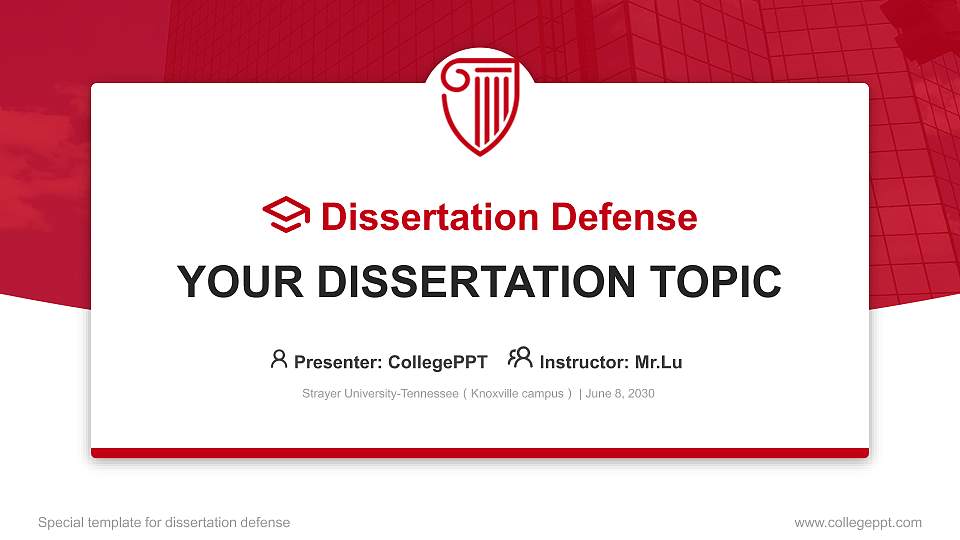 Strayer University-Tennessee（Knoxville campus） Graduation Thesis Defense PPT Template16:9 ratio PPT effect preview image