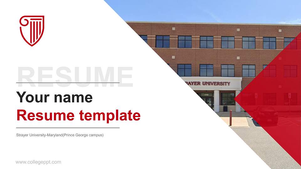 Strayer University-Maryland(Prince George campus) Resume PPT Template16:9 ratio PPT effect preview image