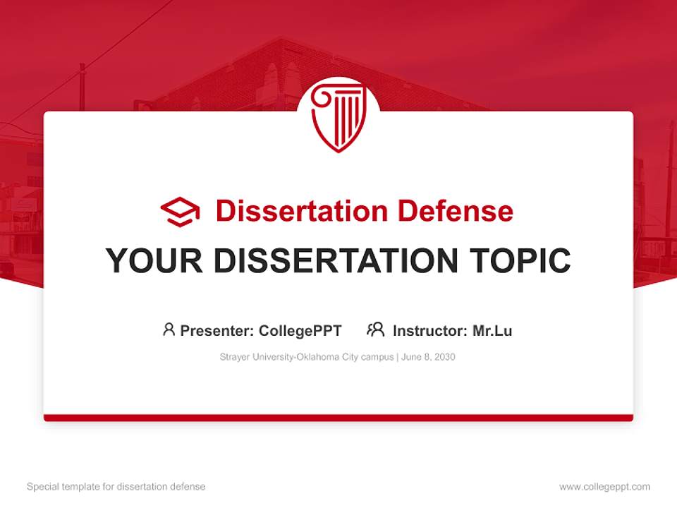 Strayer University-Oklahoma City campus Graduation Thesis Defense PPT Template4:3 ratio PPT effect preview image7