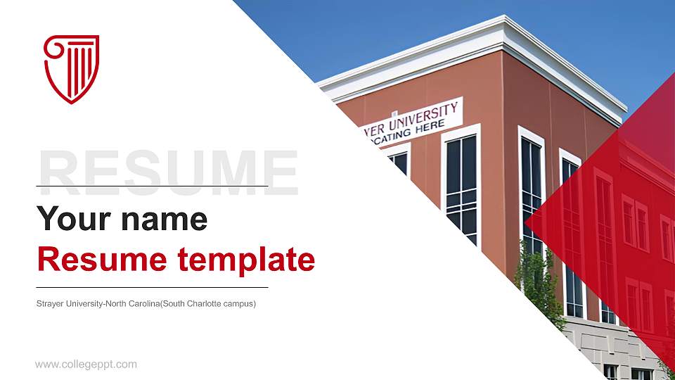 Strayer University-North Carolina(South Charlotte campus) Resume PPT Template16:9 ratio PPT effect preview image