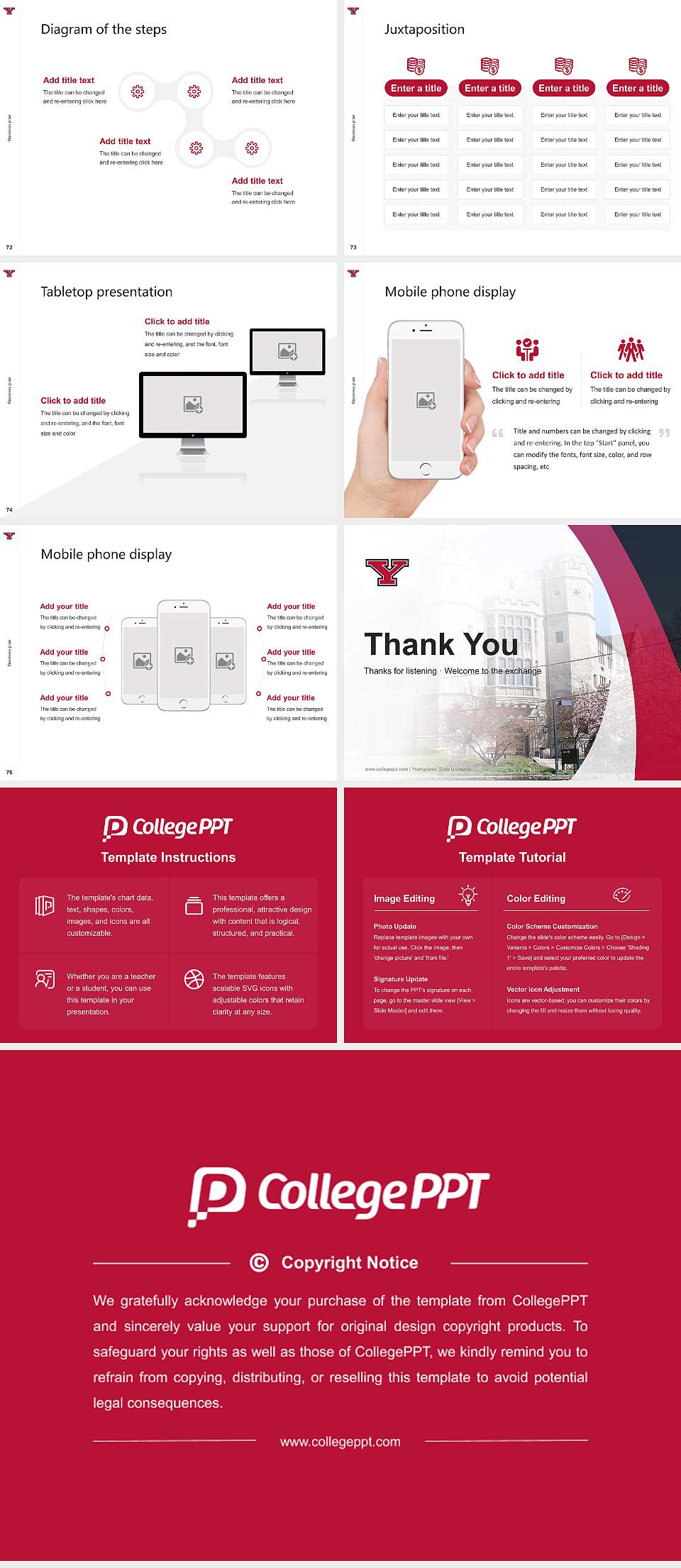 Youngstown State University Competition/Entrepreneurship Contest PPT Template4:3 ratio PPT effect preview image9