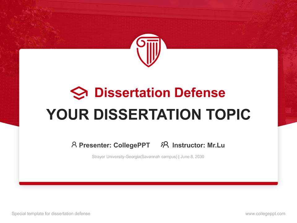 Strayer University-Georgia(Savannah campus) Graduation Thesis Defense PPT Template4:3 ratio PPT effect preview image7
