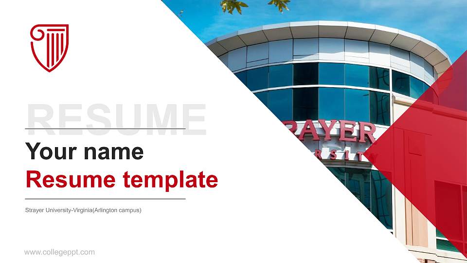 Strayer University-Virginia(Arlington campus) Resume PPT Template16:9 ratio PPT effect preview image