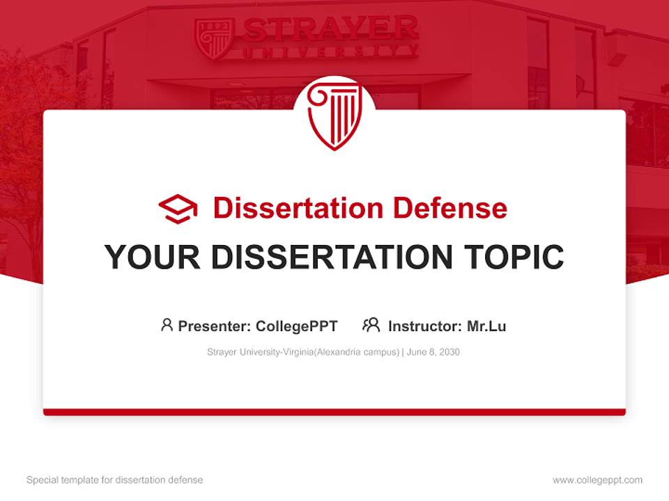 Strayer University-Virginia(Alexandria campus) Graduation Thesis Defense PPT Template4:3 ratio PPT effect preview image7