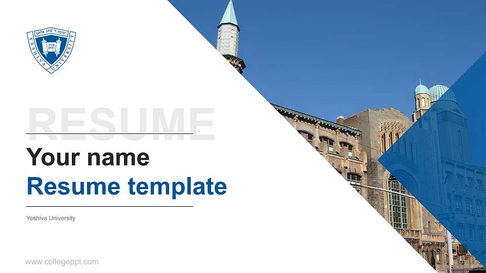 Yeshiva University Resume PPT Template16:9 ratio PPT effect preview image