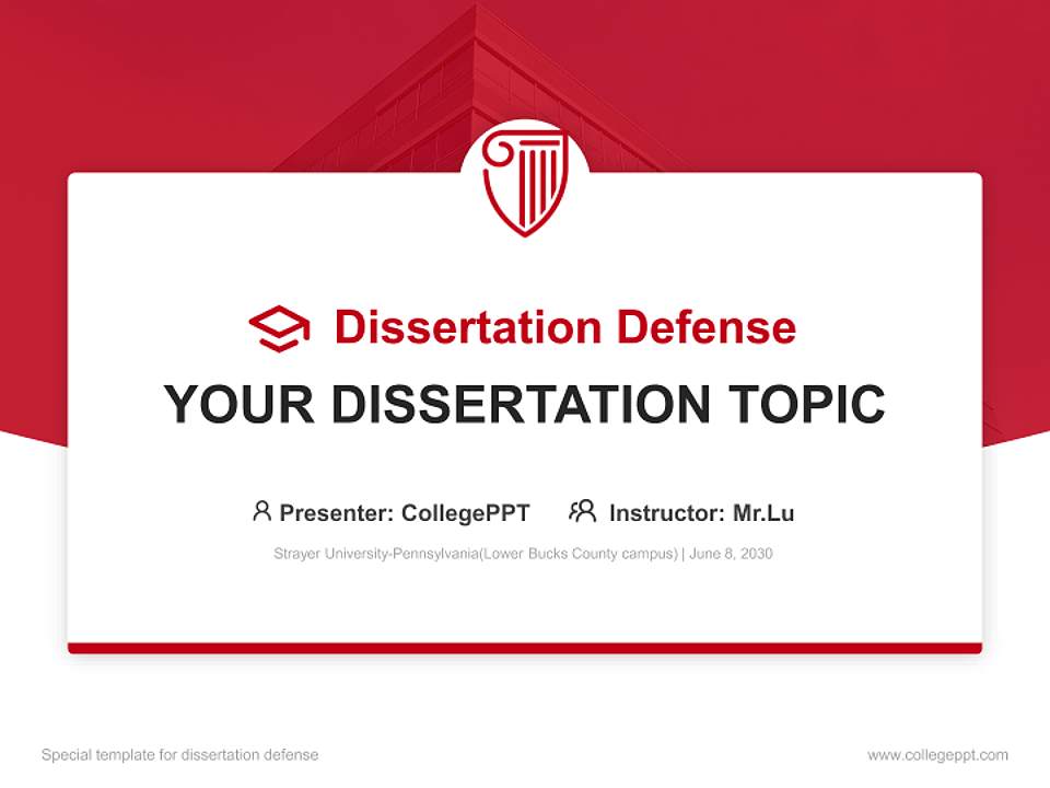 Strayer University-Pennsylvania(Lower Bucks County campus) Graduation Thesis Defense PPT Template4:3 ratio PPT effect preview image7