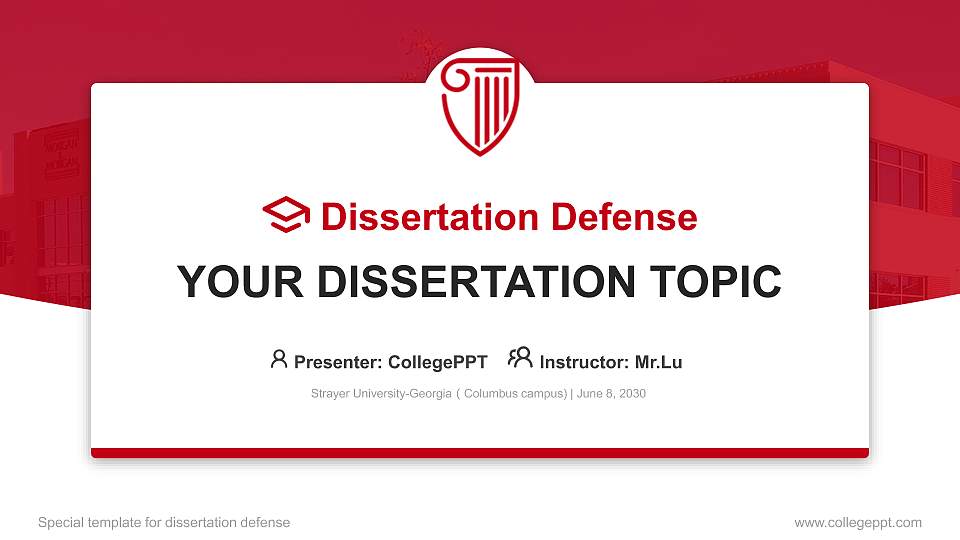 Strayer University-Georgia（Columbus campus) Graduation Thesis Defense PPT Template16:9 ratio PPT effect preview image