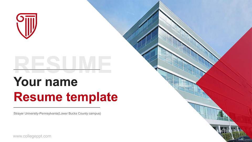 Strayer University-Pennsylvania(Lower Bucks County campus) Resume PPT Template16:9 ratio PPT effect preview image