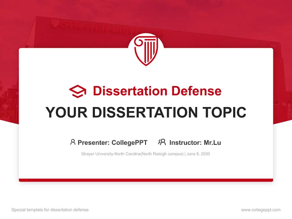 Strayer University-North Carolina(North Raleigh campus) Graduation Thesis Defense PPT Template4:3 ratio PPT effect preview image7