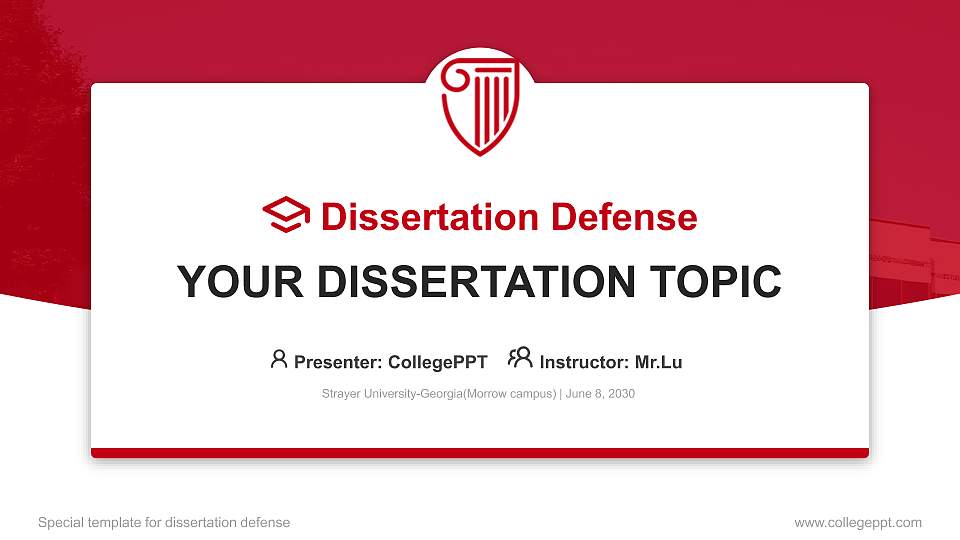 Strayer University-Georgia(Morrow campus) Graduation Thesis Defense PPT Template16:9 ratio PPT effect preview image