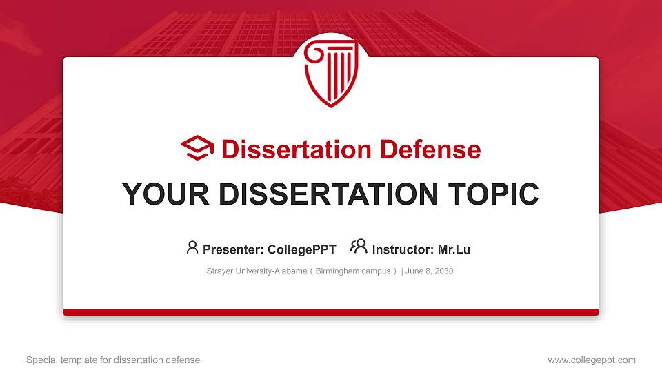 Strayer University-Alabama（Birmingham campus） Graduation Thesis Defense PPT Template16:9 ratio PPT effect preview image