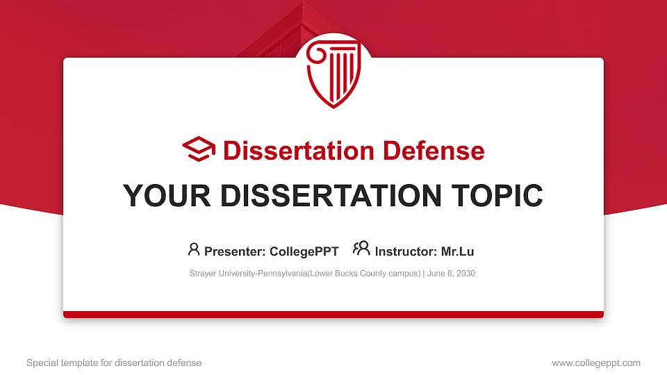Strayer University-Pennsylvania(Lower Bucks County campus) Graduation Thesis Defense PPT Template16:9 ratio PPT effect preview image