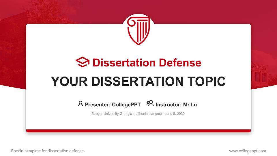Strayer University-Georgia（Lithonia campus) Graduation Thesis Defense PPT Template16:9 ratio PPT effect preview image