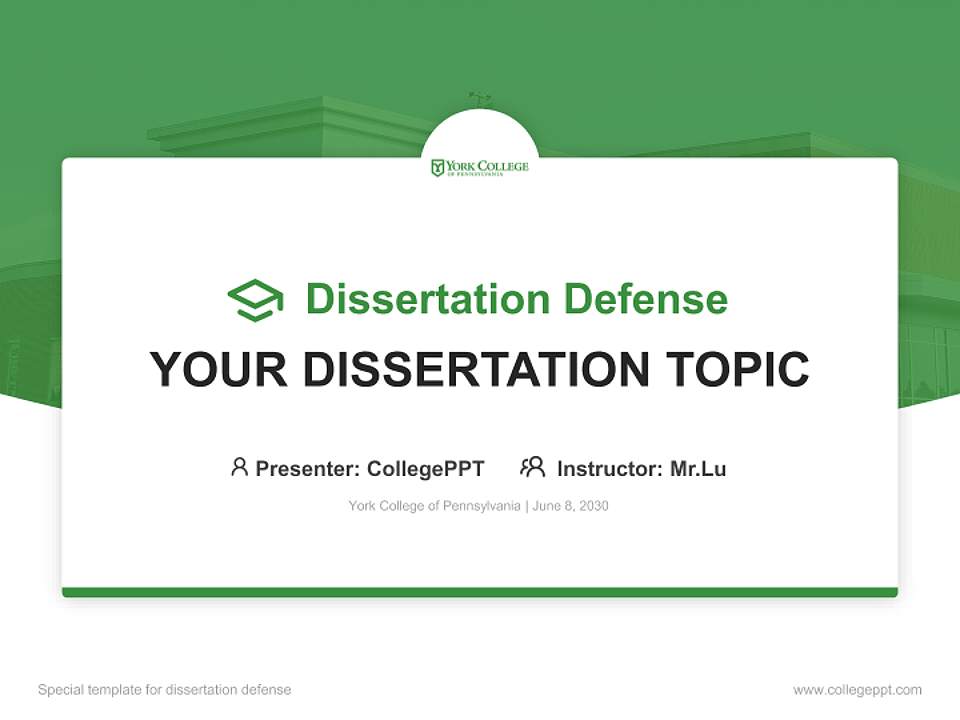 York College of Pennsylvania Graduation Thesis Defense PPT Template4:3 ratio PPT effect preview image7