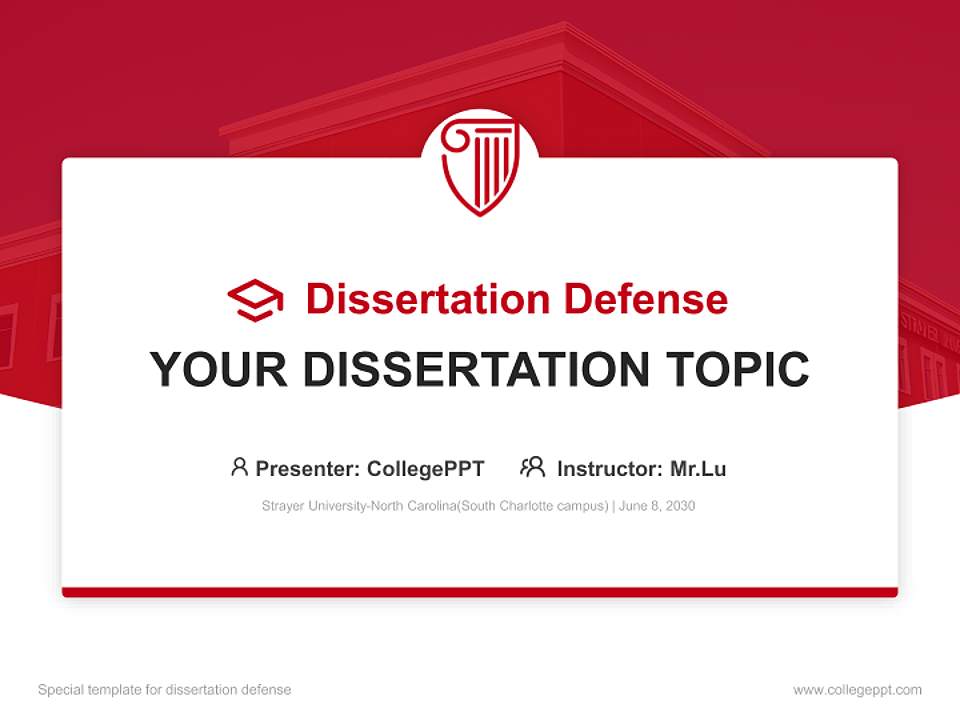 Strayer University-North Carolina(South Charlotte campus) Graduation Thesis Defense PPT Template4:3 ratio PPT effect preview image7