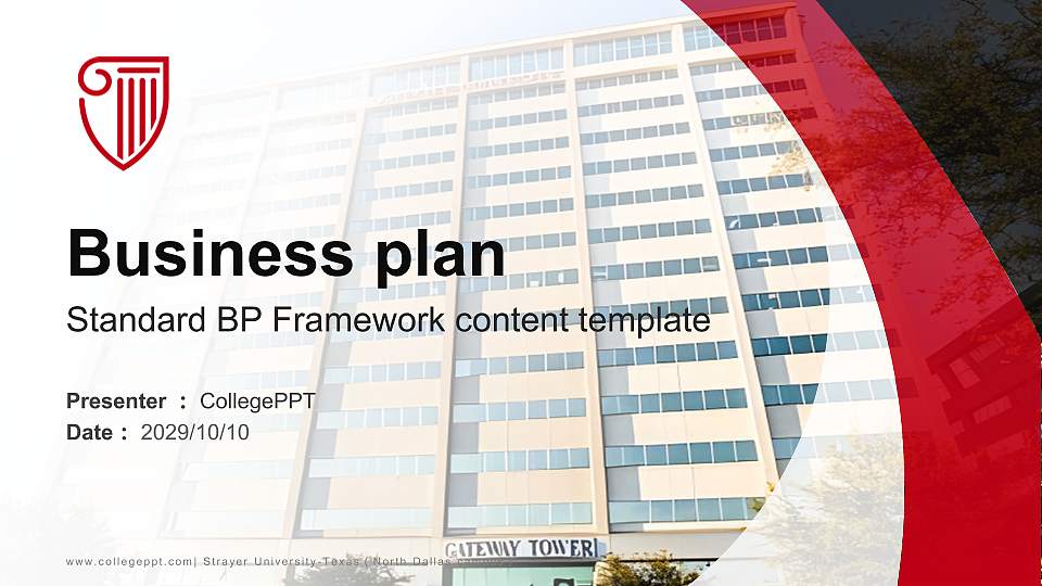 Strayer University-Texas（North Dallas campus） Competition/Entrepreneurship Contest PPT Template16:9 ratio PPT effect preview image