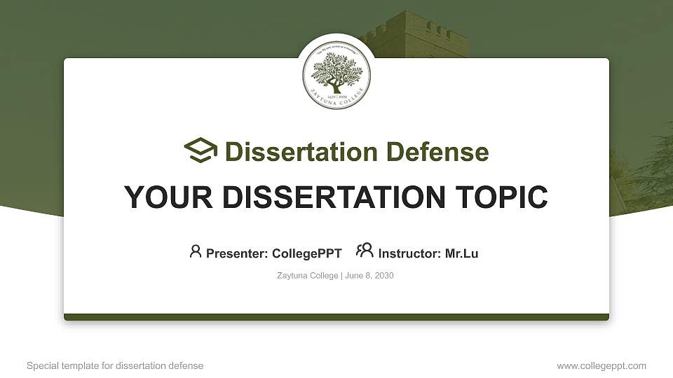 Zaytuna College Graduation Thesis Defense PPT Template16:9 ratio PPT effect preview image1