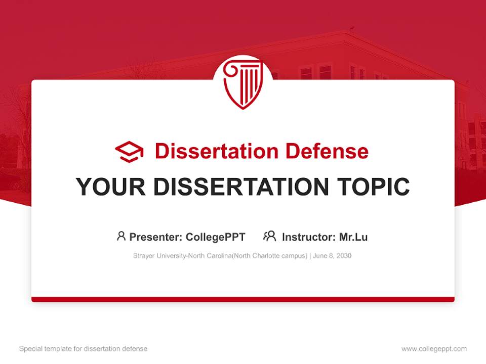 Strayer University-North Carolina(North Charlotte campus) Graduation Thesis Defense PPT Template4:3 ratio PPT effect preview image7