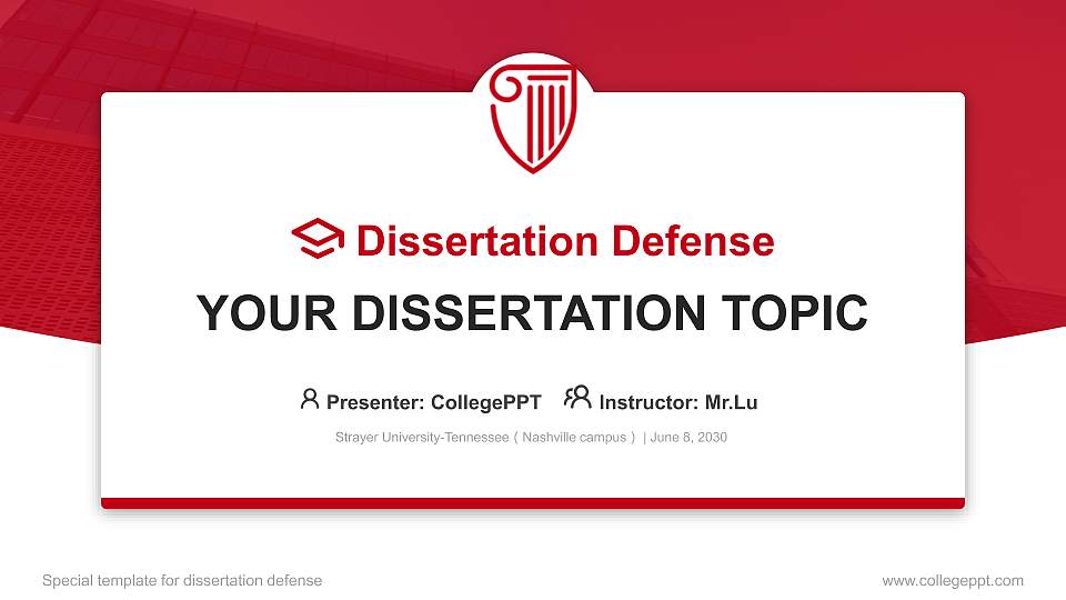 Strayer University-Tennessee（Nashville campus） Graduation Thesis Defense PPT Template16:9 ratio PPT effect preview image