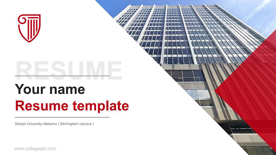 Strayer University-Alabama（Birmingham campus） Resume PPT Template16:9 ratio PPT effect preview image