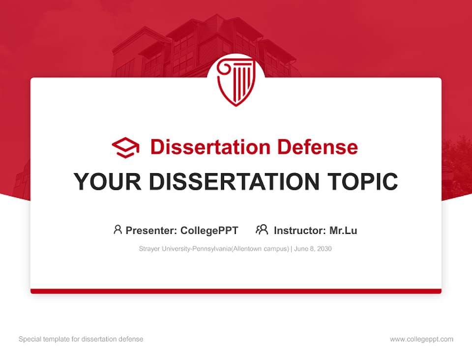 Strayer University-Pennsylvania(Allentown campus) Graduation Thesis Defense PPT Template4:3 ratio PPT effect preview image7
