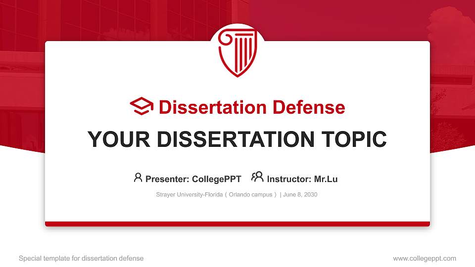 Strayer University-Florida（Orlando campus） Graduation Thesis Defense PPT Template16:9 ratio PPT effect preview image