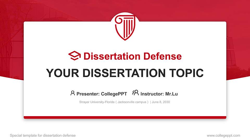 Strayer University-Florida（Jacksonville campus） Graduation Thesis Defense PPT Template16:9 ratio PPT effect preview image