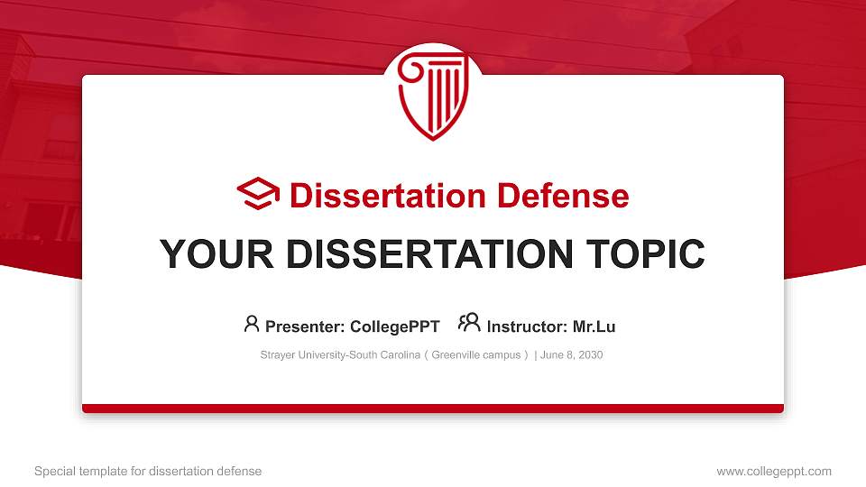 Strayer University-South Carolina(Greenville campus) Graduation Thesis Defense PPT Template16:9 ratio PPT effect preview image