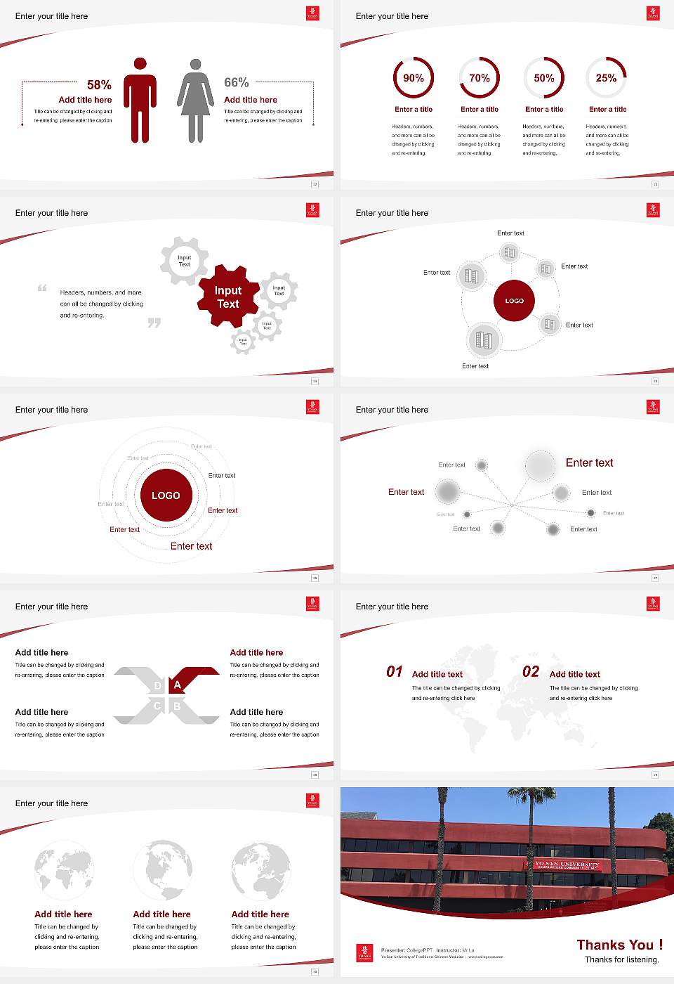 Yo San University of Traditional Chinese Medicine Course/Courseware Creation PPT Template16:9 ratio PPT effect preview image4