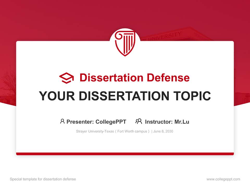 Strayer University-Texas（Fort Worth campus） Graduation Thesis Defense PPT Template4:3 ratio PPT effect preview image7
