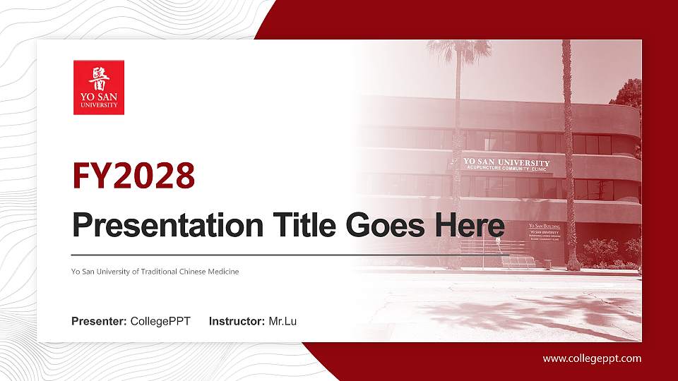 Yo San University of Traditional Chinese Medicine Academic Presentation/Research Findings Report PPT Template16:9 ratio PPT effect preview image