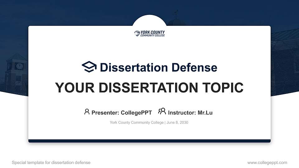 York County Community College Graduation Thesis Defense PPT Template16:9 ratio PPT effect preview image
