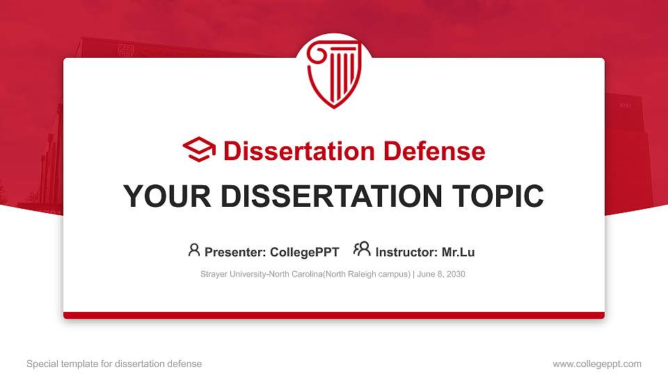 Strayer University-North Carolina(North Raleigh campus) Graduation Thesis Defense PPT Template16:9 ratio PPT effect preview image