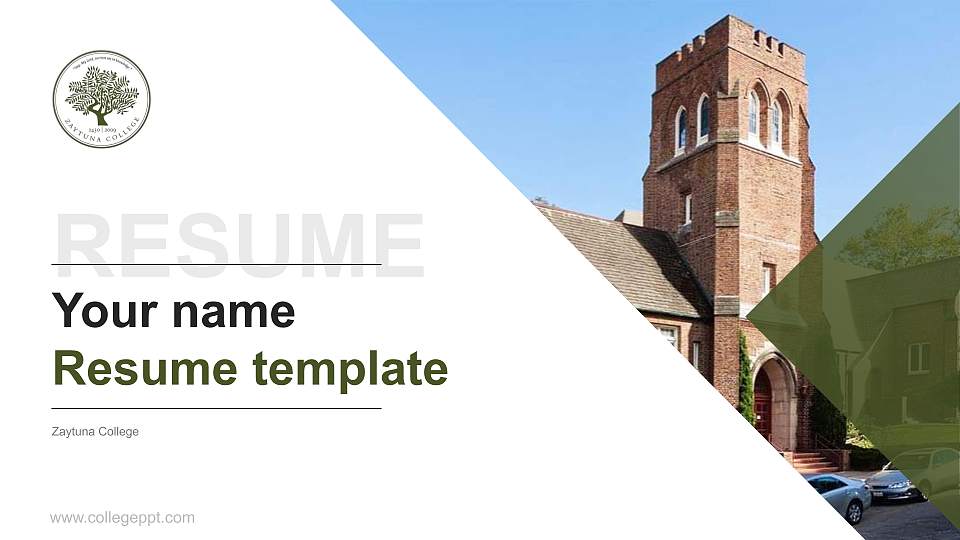 Zaytuna College Resume PPT Template16:9 ratio PPT effect preview image