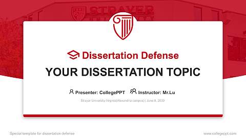 Strayer University-Virginia(Alexandria campus) Graduation Thesis Defense PPT Template