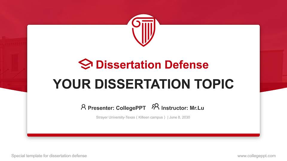 Strayer University-Texas（Killeen campus） Graduation Thesis Defense PPT Template16:9 ratio PPT effect preview image