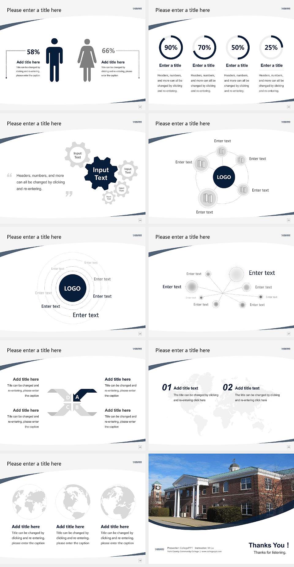 York County Community College Course/Courseware Creation PPT Template4:3 ratio PPT effect preview image4